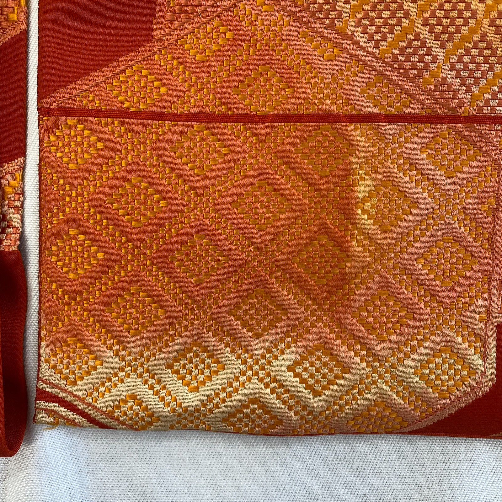 Japanese Vintage Kimono Nagoya Obi Silk Red Traditional Embroidery 139 x 11 in