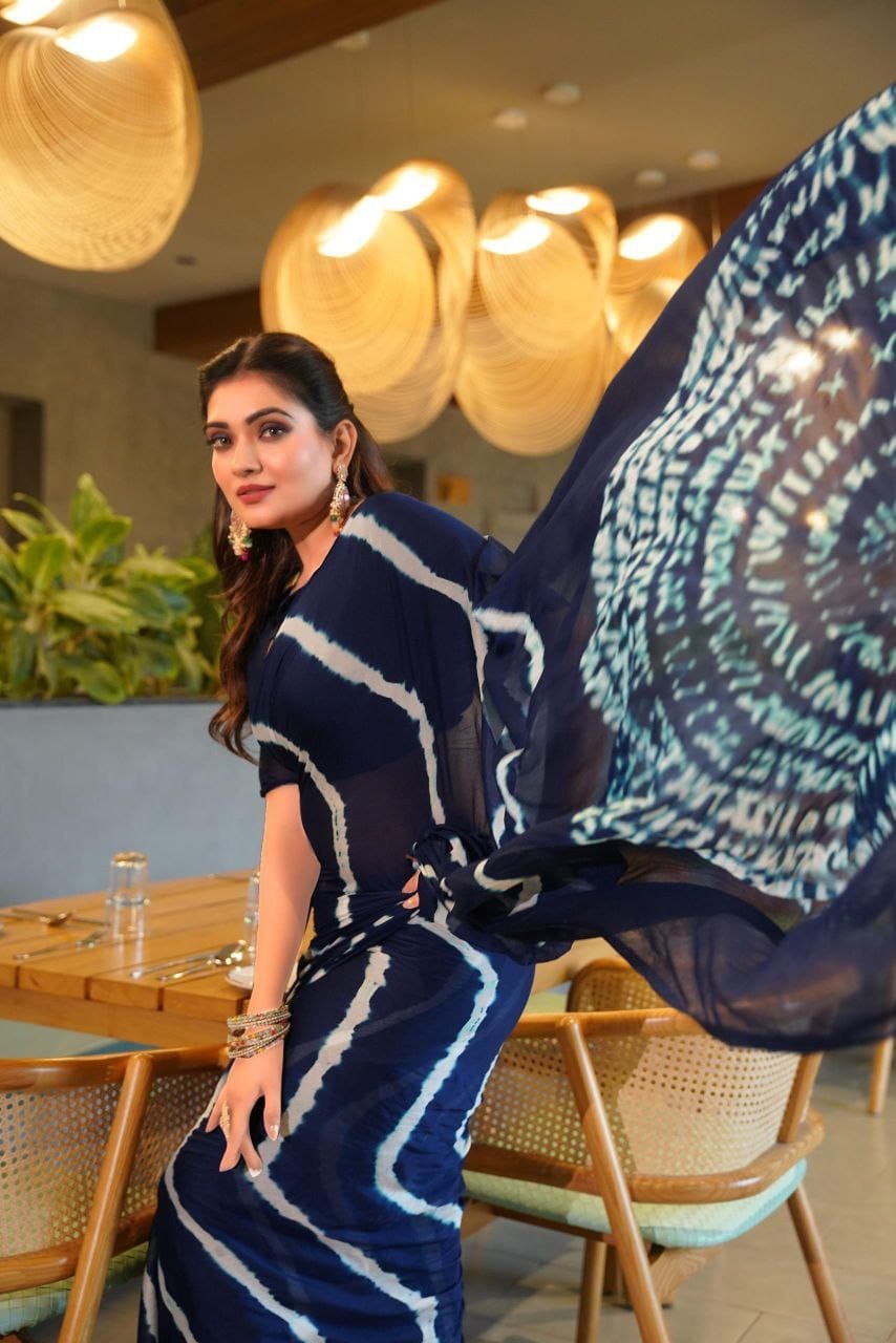 Handmade Shibori Leheriya Saree Pure Chinoon Sari Traditional Ethnic Wear