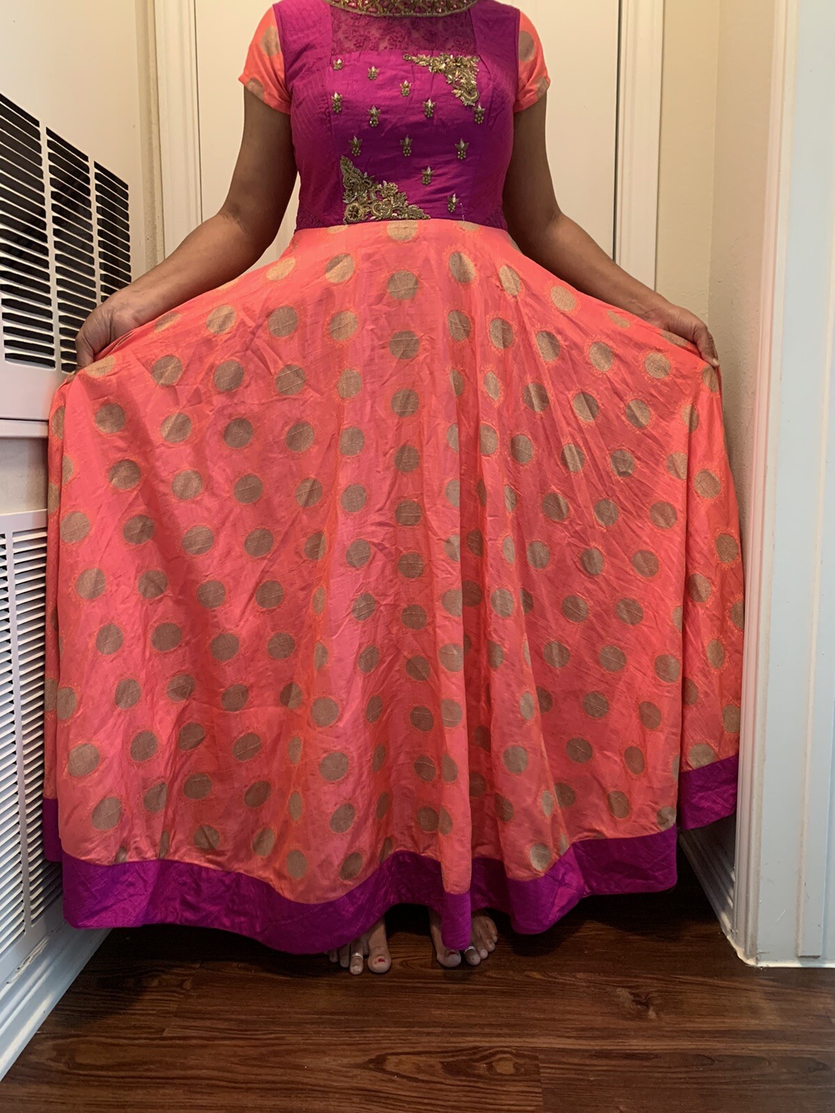 Indian Saree Traditional Dress~Vibrant Pink – Lace&Tullé Netting~medium
