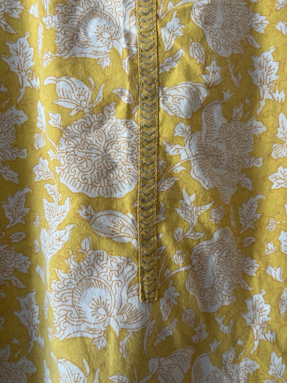 Rangmanch Yellow White Block Print Cotton Kurti Tunic Dress L