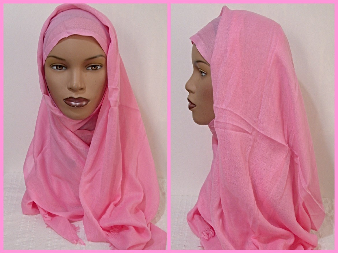 Turkish Pink color Pashmina Headscarf Muslim Hijab Shawl 25 x 67