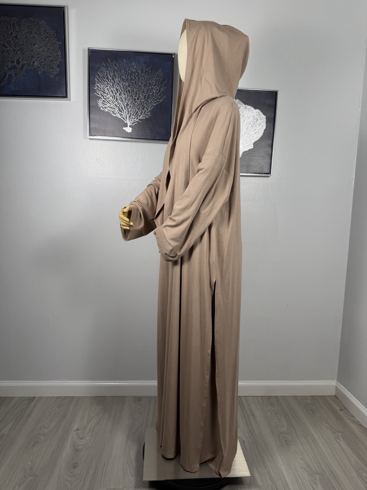 Modest Viscose Tunic and Pants Set with Hooded Hijab Scarf Elegant Muslim Outfit