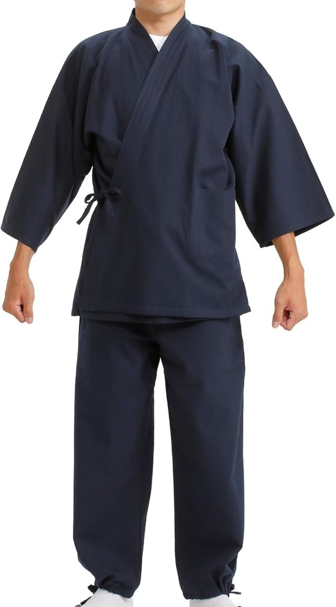 Japanese Traditional Working Wear Samue 100% cotton Yarn-dyed Stitch Weaving New