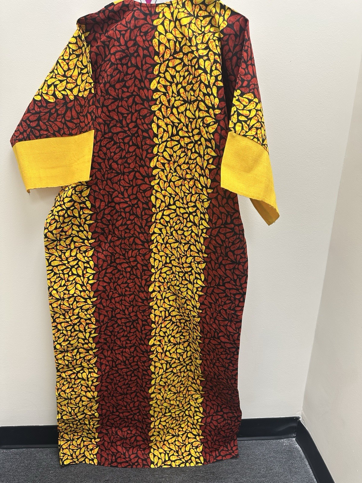 African Nigeria Ankara Kaftan Dress Mixed With Aso Oke. Women Long Dress L- XL