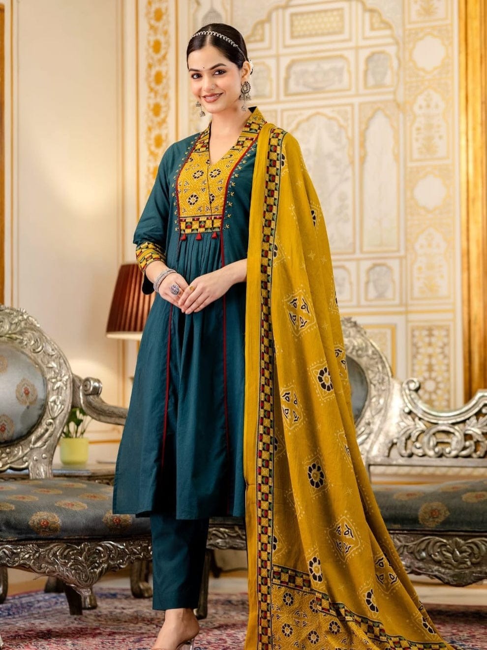 Indian Wedding Wear Anarkali Suit Women’s Designer Kurti Pant Dupatta Set Dress
