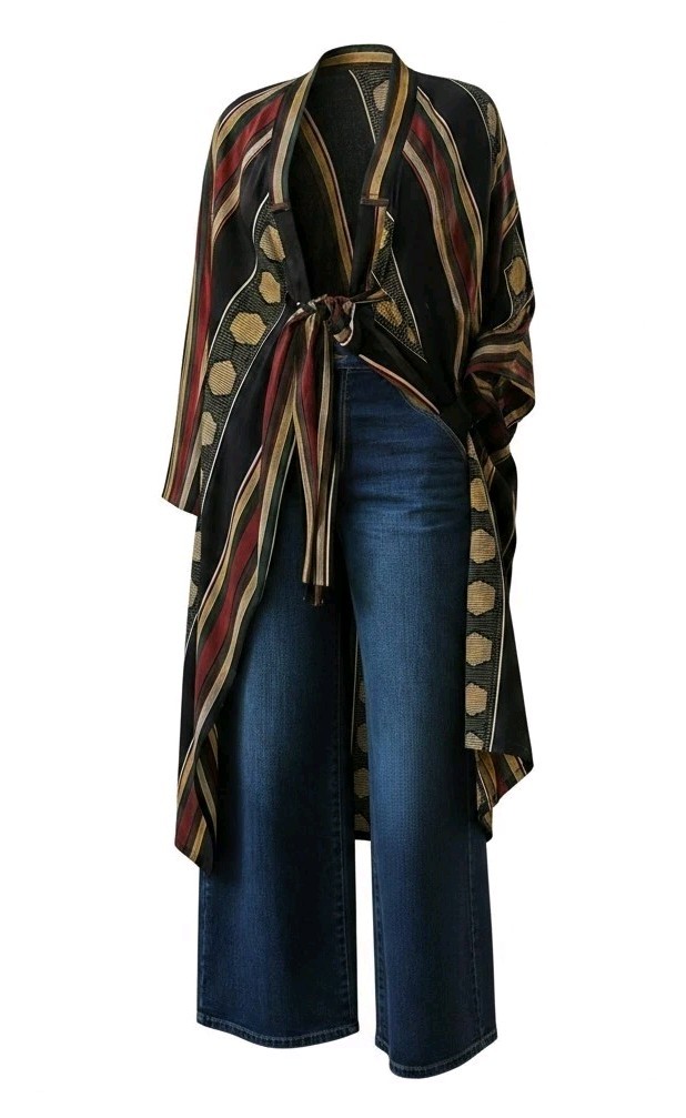 NWT XPRESS AFRICAN PRINT MID LENGTH KIMONO/ROBE 100% COTTON One Size