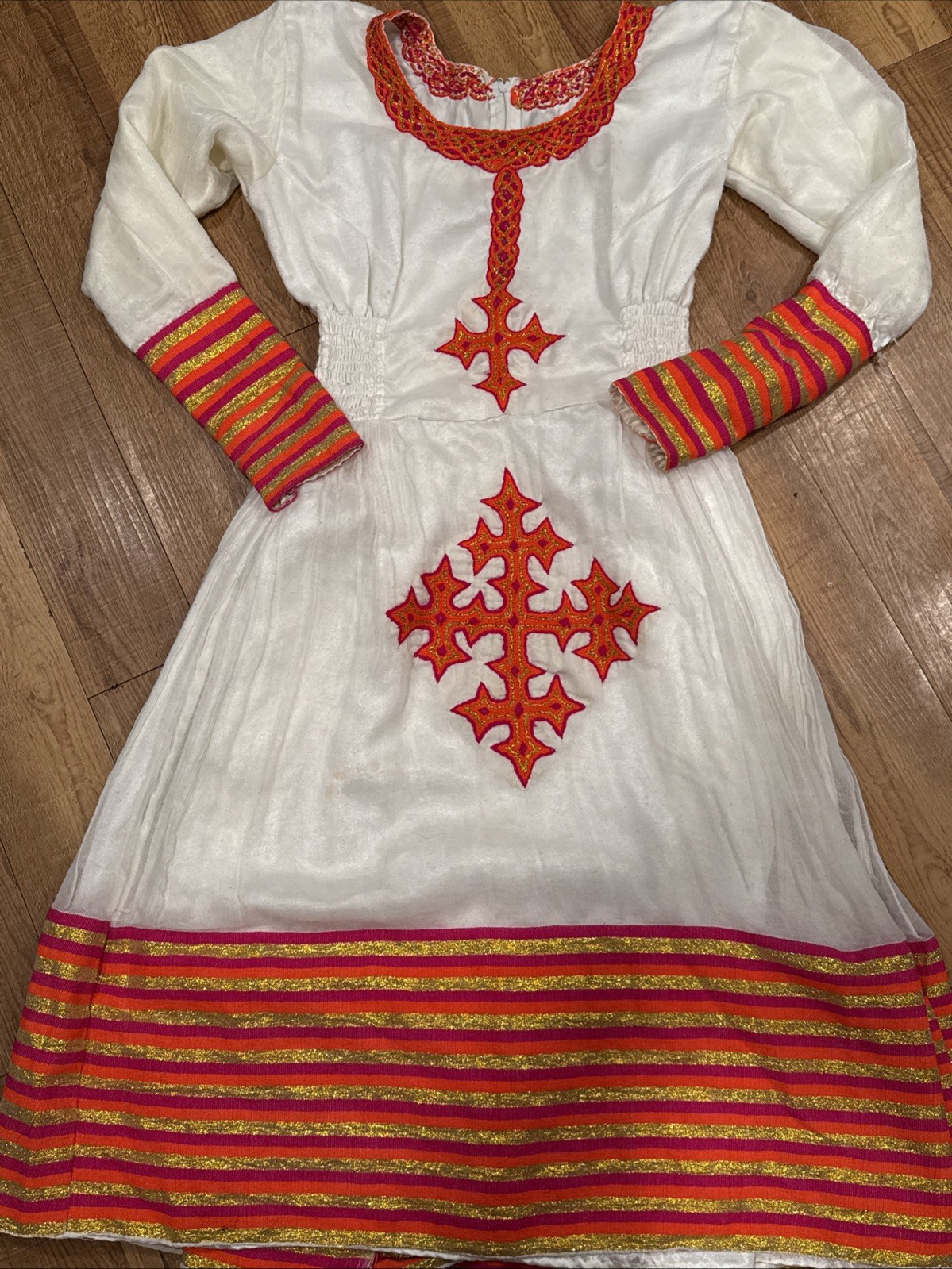 Ethiopian Traditional Dress Handmade Habesha Kemis Embroidered Floral Maxi Dress