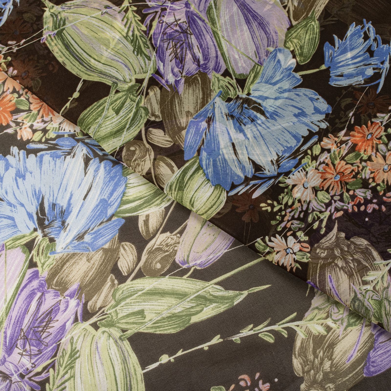 Sanskriti Vintage Brown Pure Georgette Silk Saree Floral Print Sari 6Yard Craft