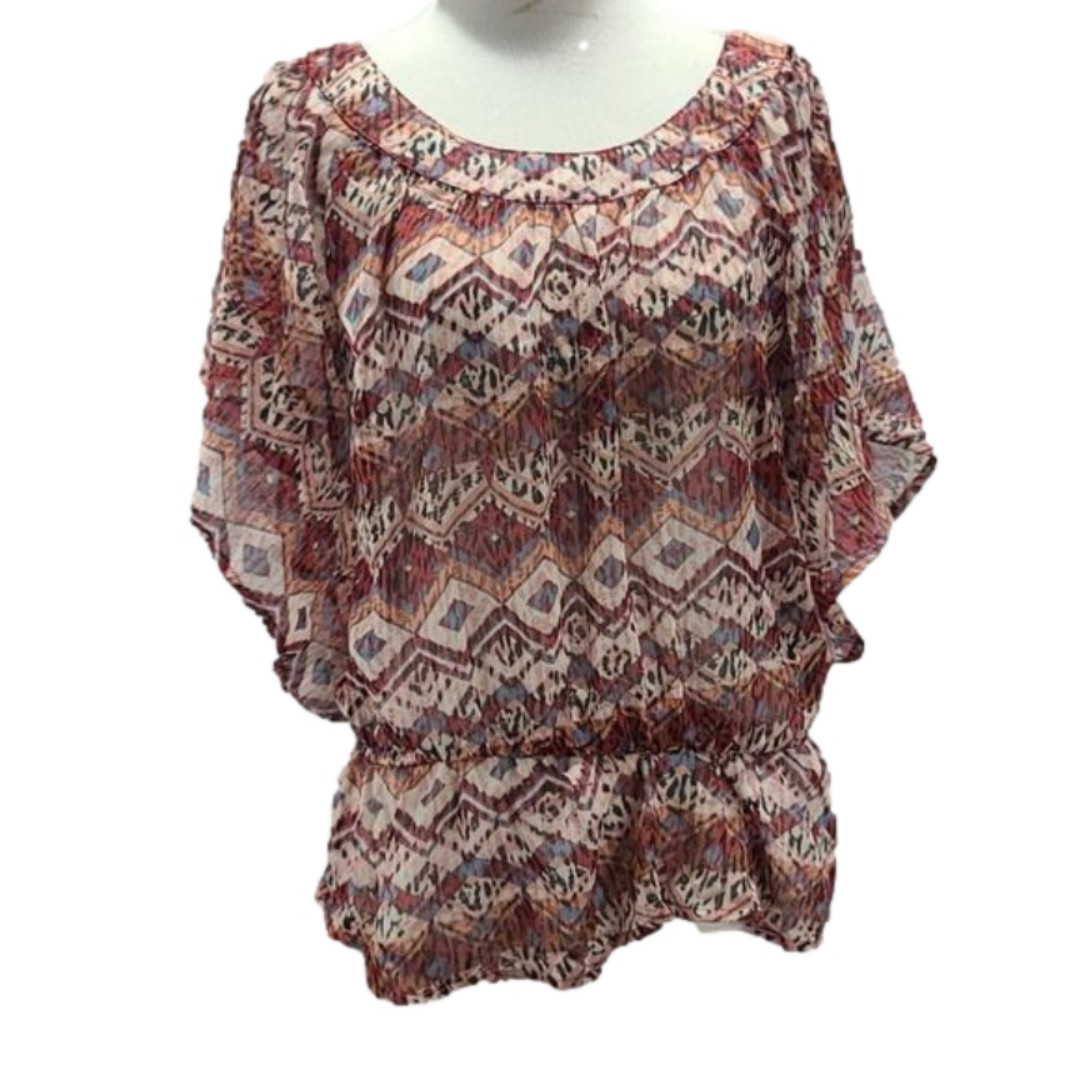 Aztec Like Print bat wing sleeves elastic waist
