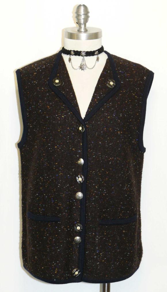WOOL ~ BROWN German Winter Hunting Western SPORT Dress Suit Jacket VEST / 8 10 M