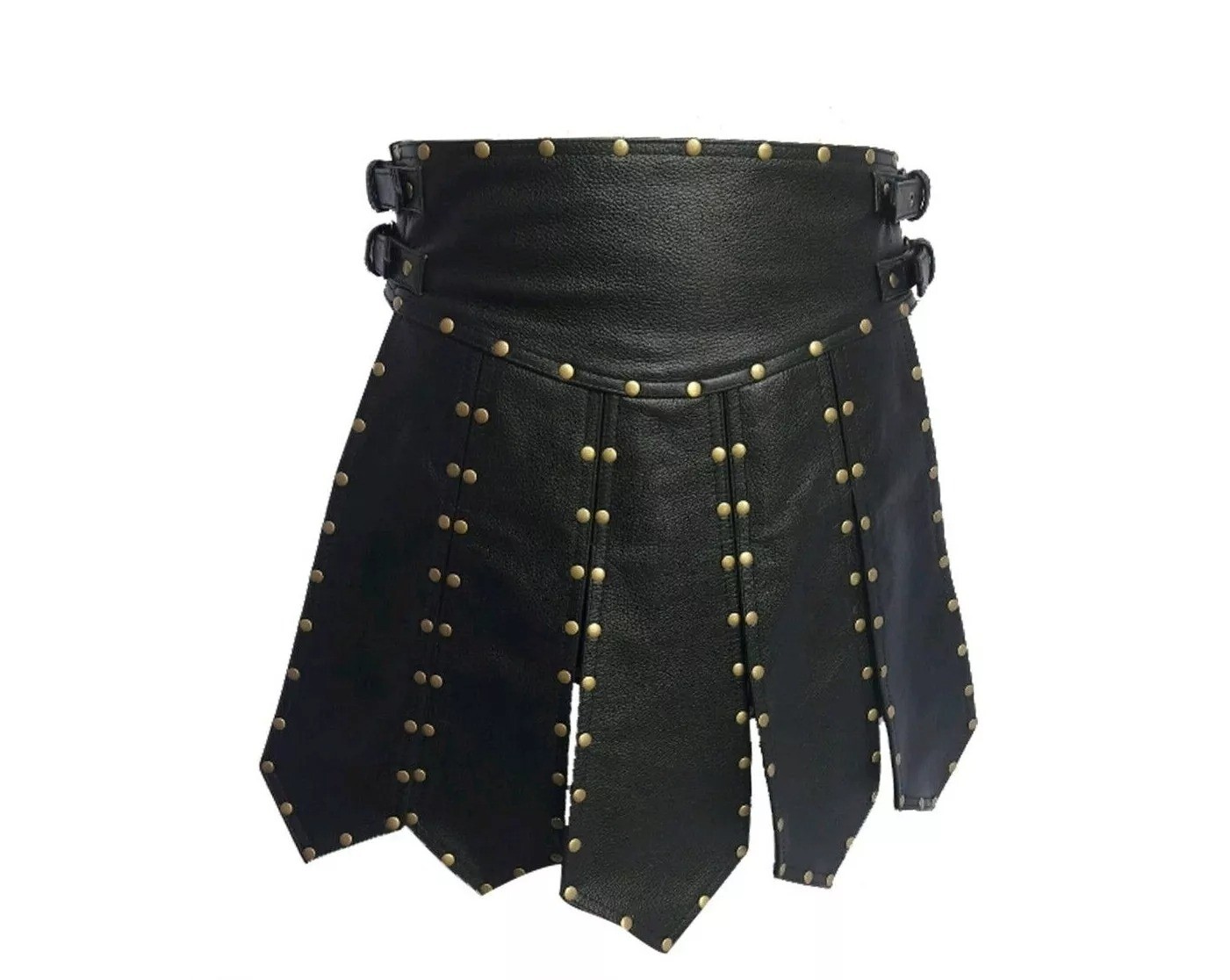Men’s Heavy Duty Real Leather Gladiator Kilt Pleated Kilt Roman LARP Costume