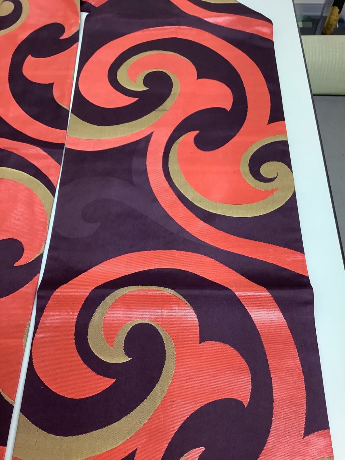 Japanese Vintage Kimono Nagoya Obi pure silk purple tradition 145.6×12.2inch