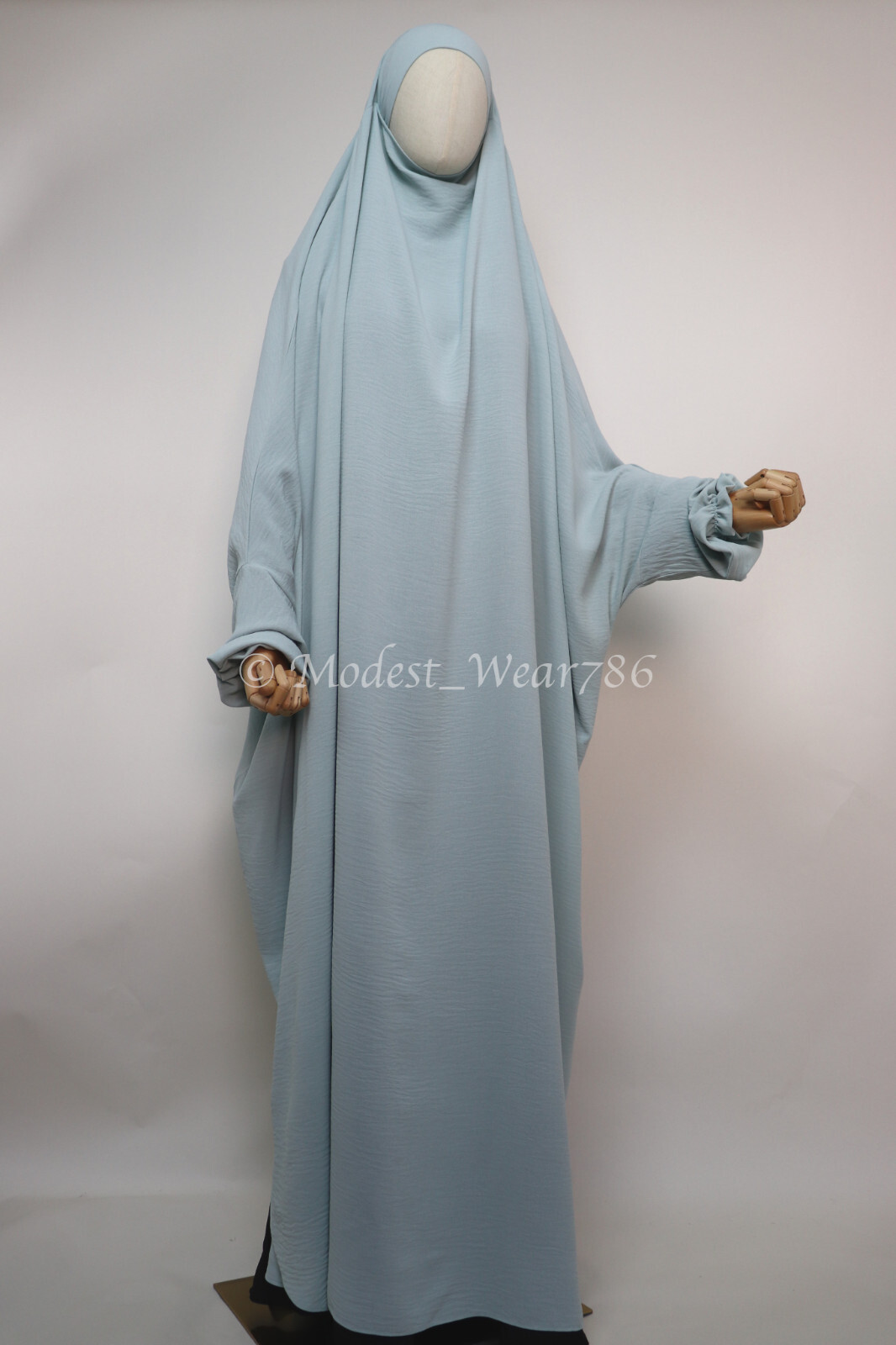 One Piece Full Length Pockets Jilbab Overhead Muslim Prayer Dress Mint