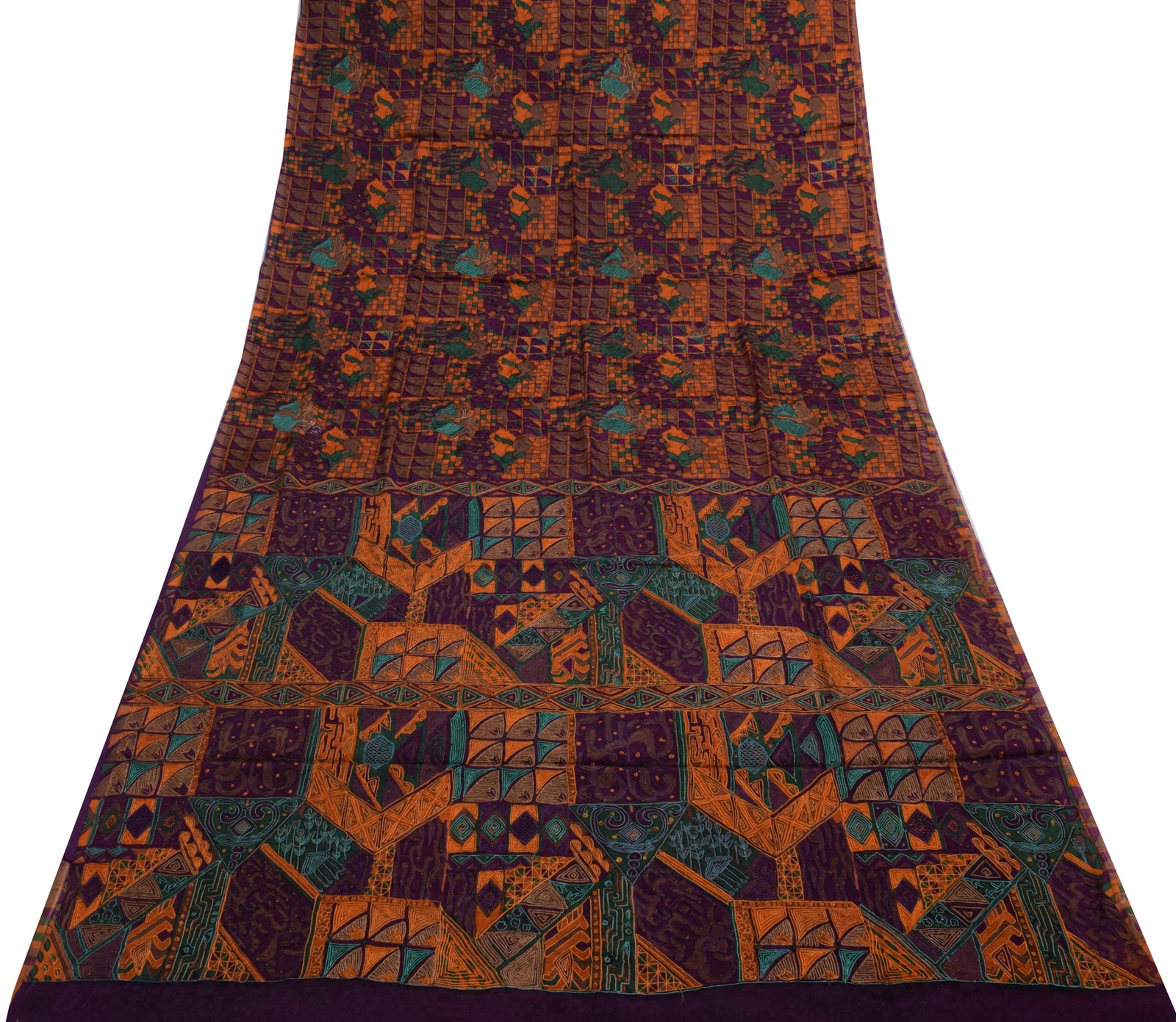 Sushila Vintage Indian Saree 100% Pure Silk Printed Sari Craft Decor 6YD Fabric