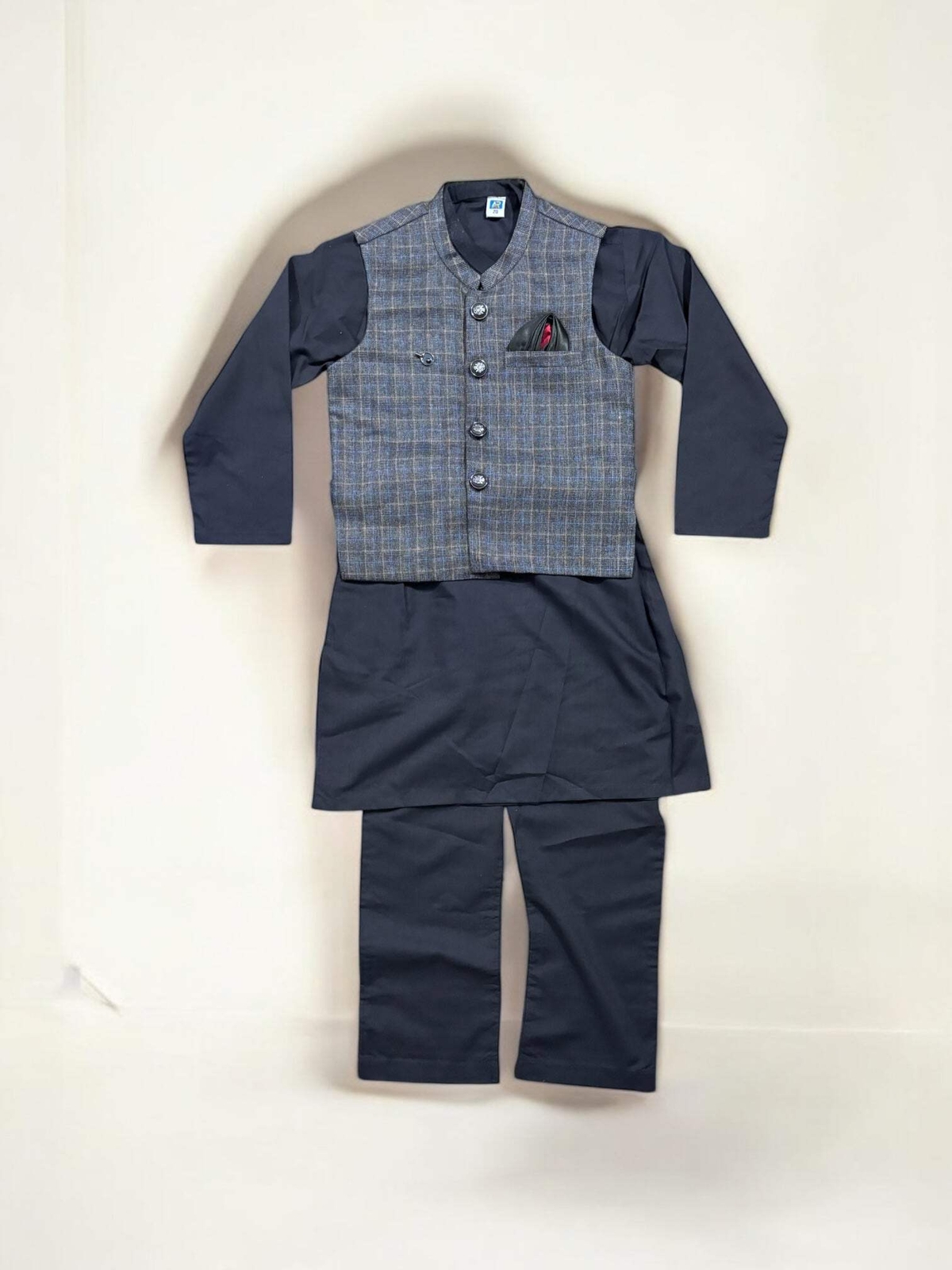 Traditional Soft Cotton Kurta, Pajama and Coat Set for Boys – Ethnic Wear- 211