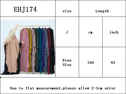 Muslim Women Solid Color Abaya Islamic Kaftan Khimar Headscarf Burqa Prayer Robe