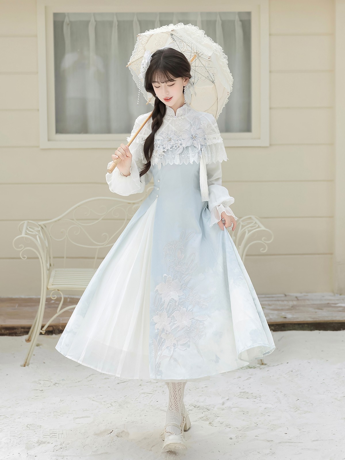 “Lily Dew” Modern Hanfu Ensemble – Elegant New Chinese Style Dress for Autumn