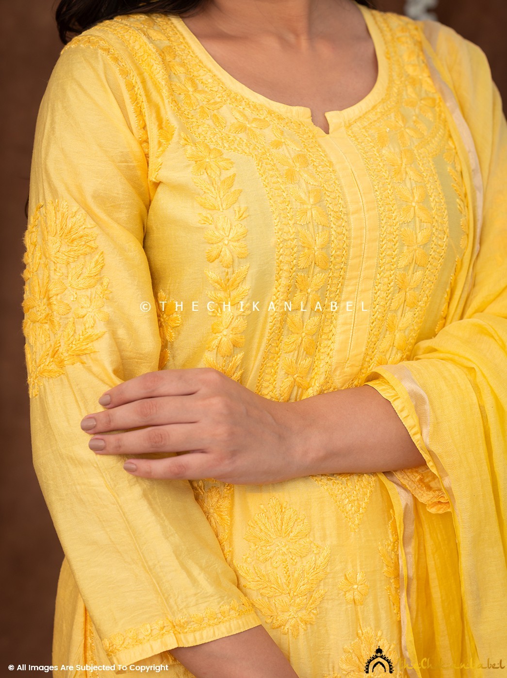 Yellow Chikankari Kurta Set, Chikankari 3 Piece Set, Women Salwaar Kameez Suit