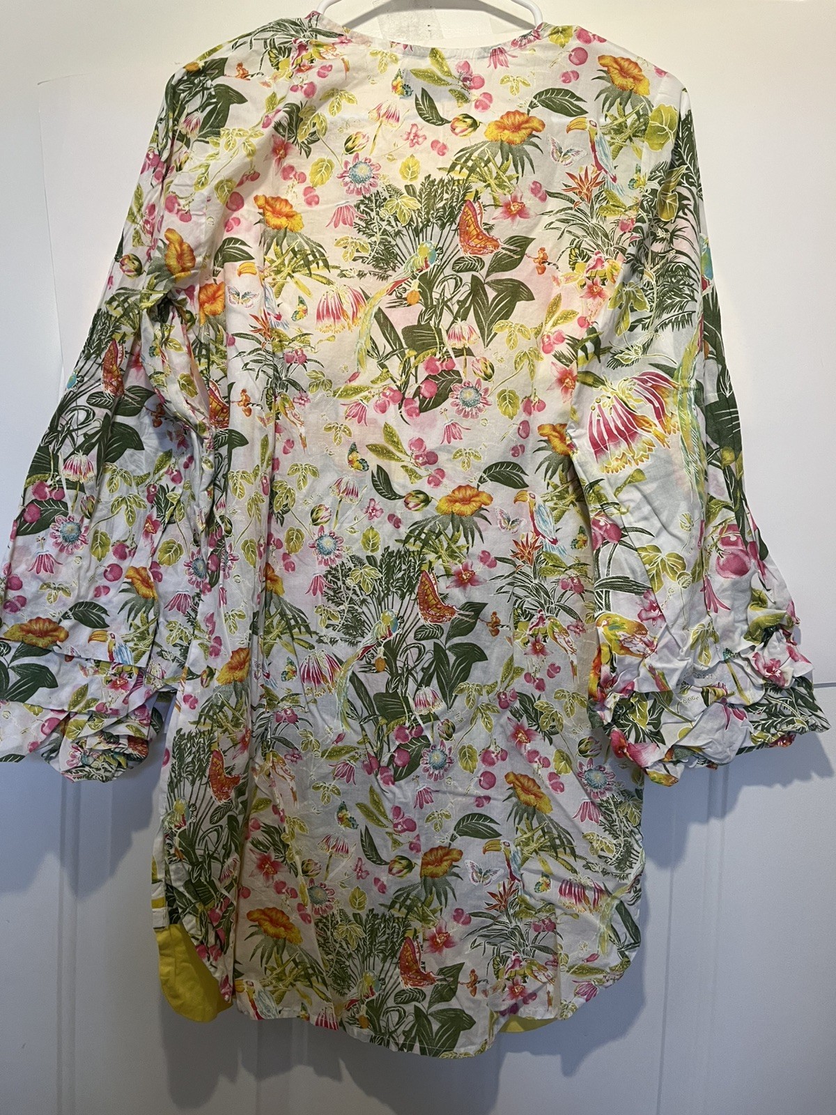 Sana Safinaz Pakistani Indian Floral Long Sleeve Floral Birds Cotton Tunic S