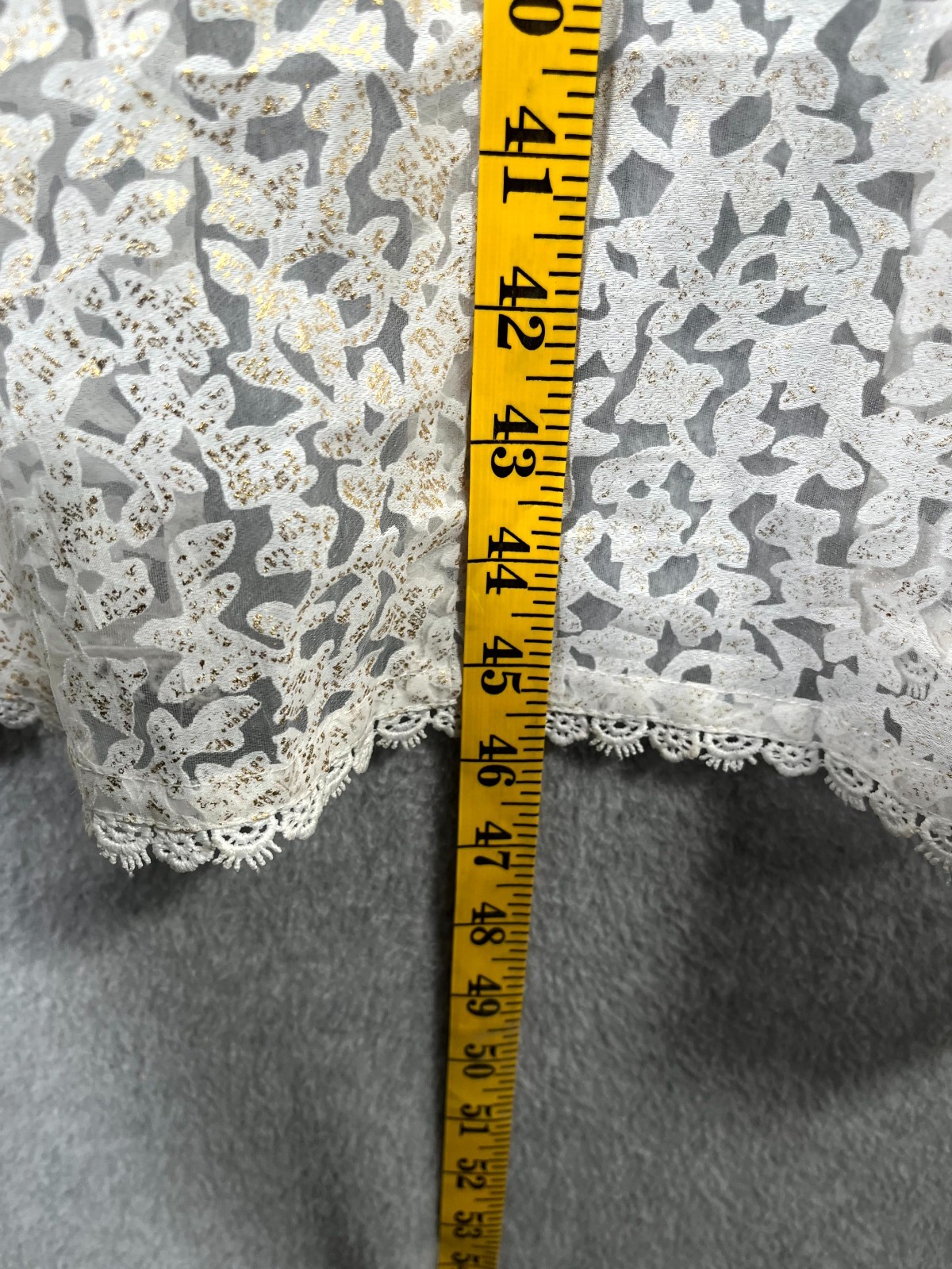 Avaasa Kurta Jacket Womens Small Off White Gold Metallic Sheer Lace Trim Cotton