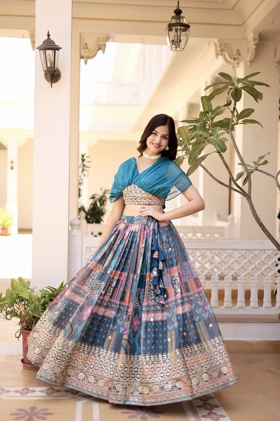 LEHENGA CHOLI INDIAN BOLLYWOOD WEDDING PARTY WEAR INDO WESTERN GOWN NWOT
