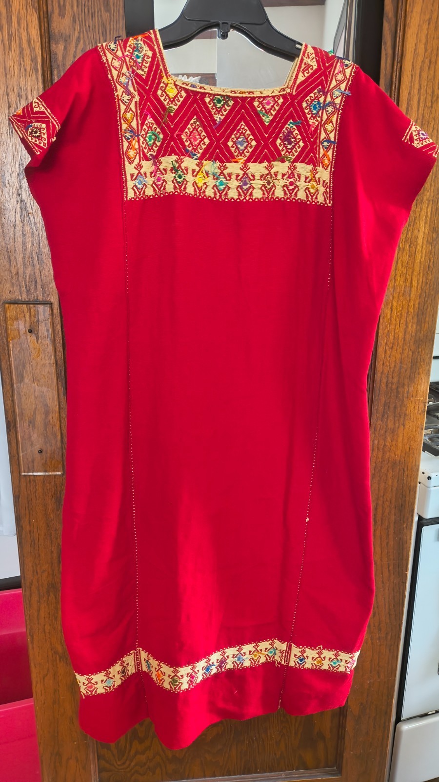 Huipil Dress Mayan Handwoven Backstrap Loom Chiapas Mexico Red