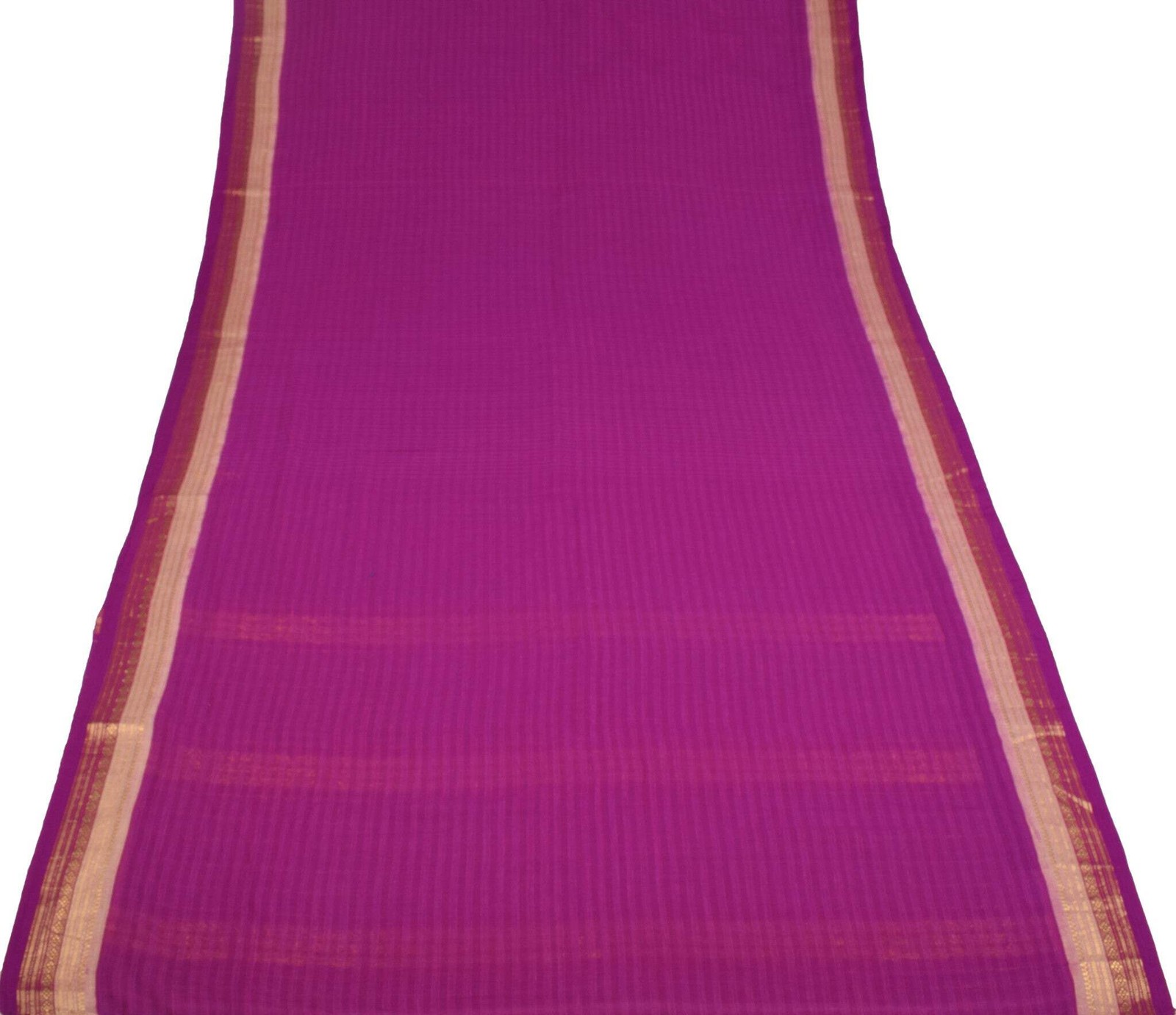 Sushila Vintage Pure Handloom Cotton Saree Checks Woven Zari Brocade Sari Fabric