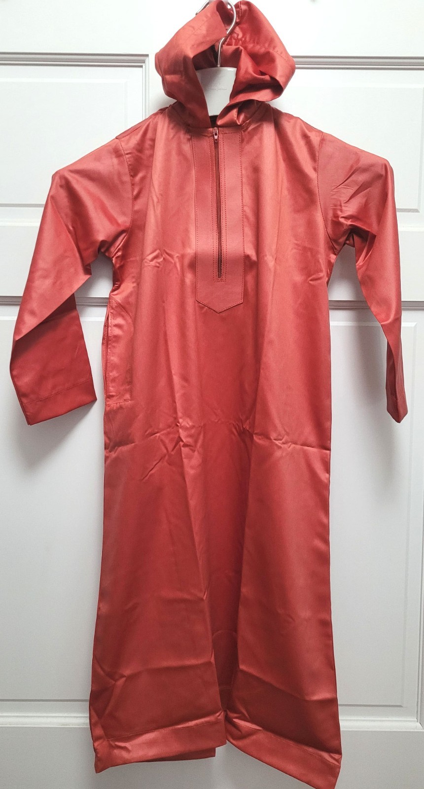 Desi Walk Boy’s Islamic Muslim Zip Hoodie Thobe Caftan Robe – Orange – Choose Sz