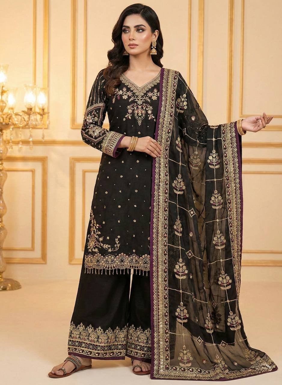 Latest Net Fabric Anarkali Gown Dress Heavy Work Wedding Sangeet Outfit