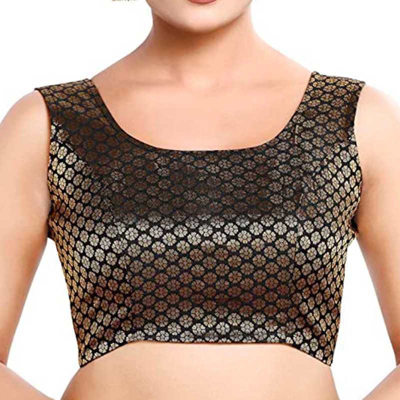 Brocade Silk ReadyMade Blouse Designer Party Wear Crop Top Bollywood Choli