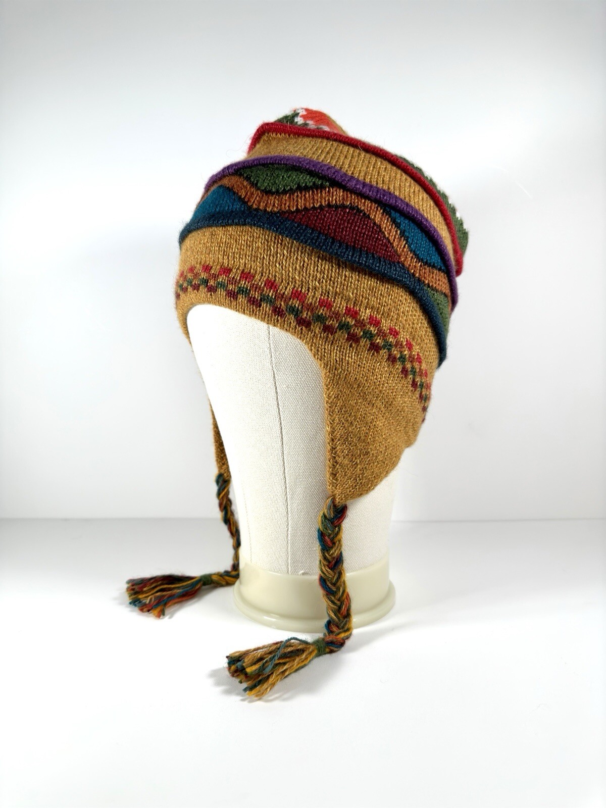 Peruvian Alpaca Chullo Hat Knitted Adean Earflap Beanie Handmade Chinchero Peru