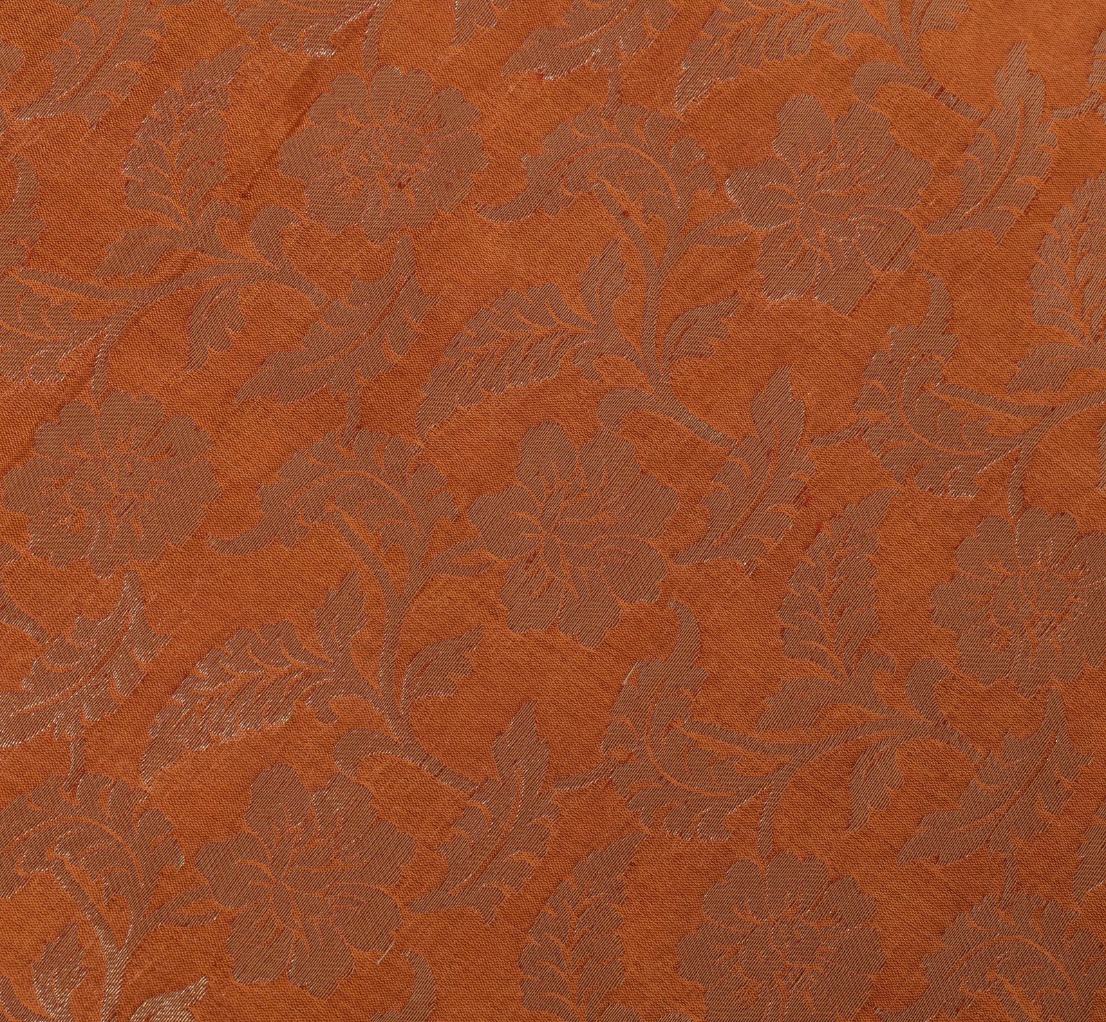 Sushila Vintage Rust Sari Blend Silk Woven, Embroidered Beaded Floral Fabric