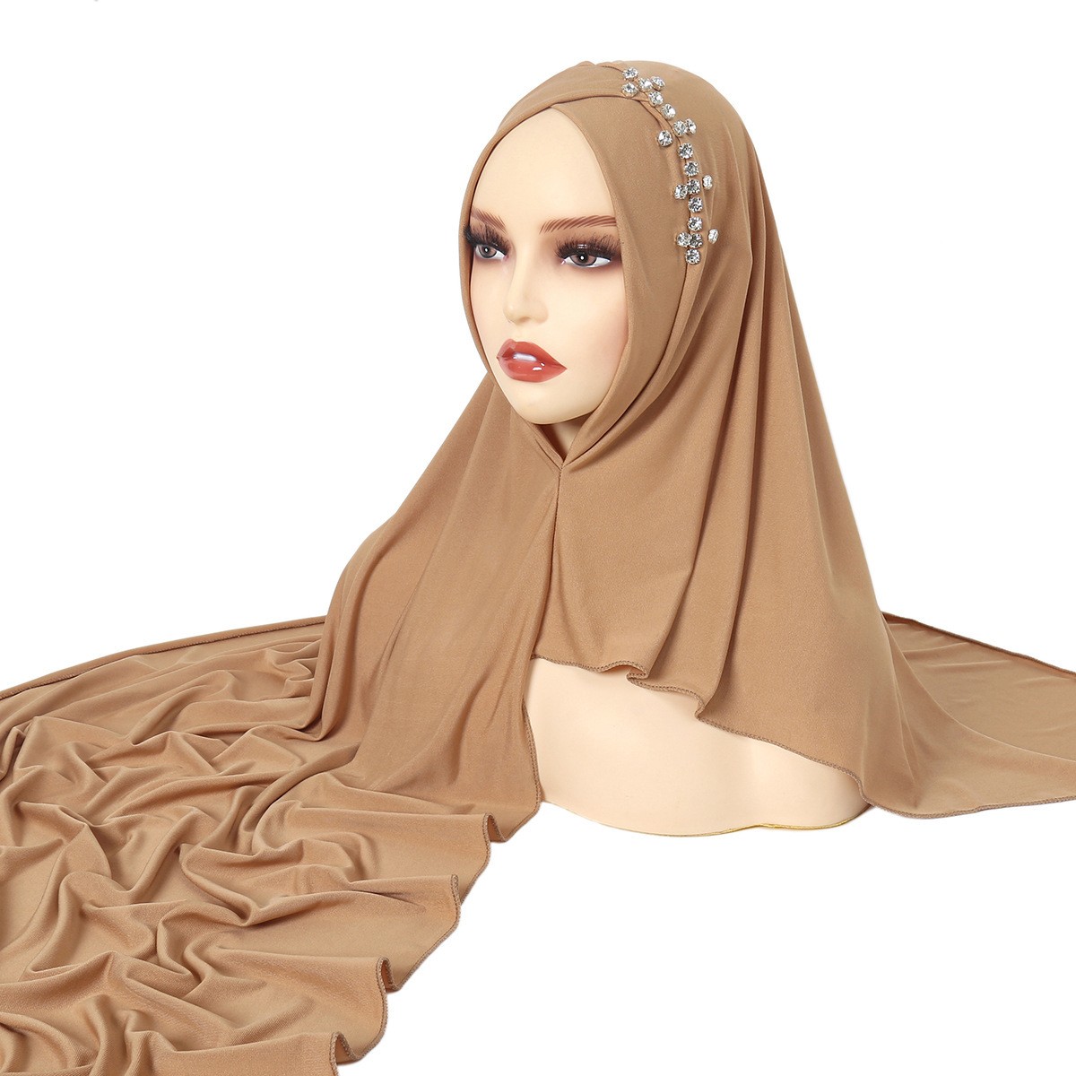Muslim Women Hijabs Fashion Rhinestones Instant Head Wrap Long Scarf Shayla