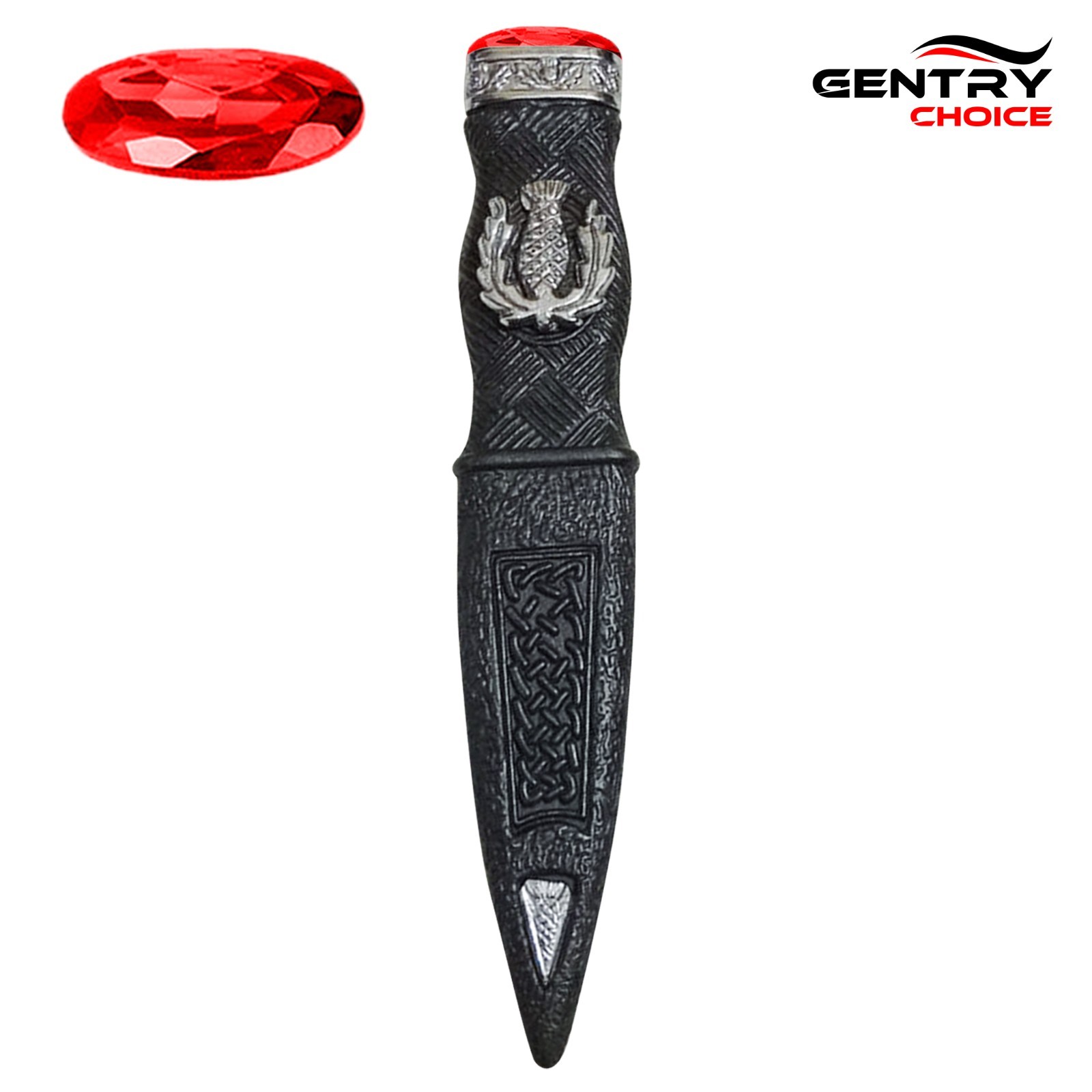 Scottish Red Stone Sgian Dubh Dummy Safe Knife Highlander Costume & Kilt Wear