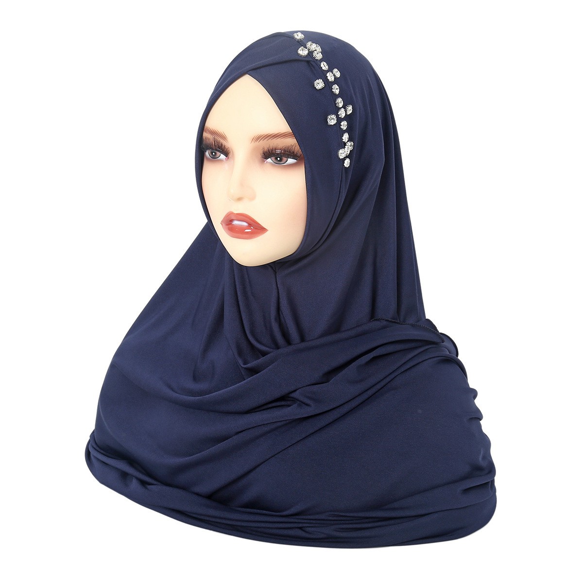 Muslim Women Hijabs Fashion Rhinestones Instant Head Wrap Long Scarf Shayla