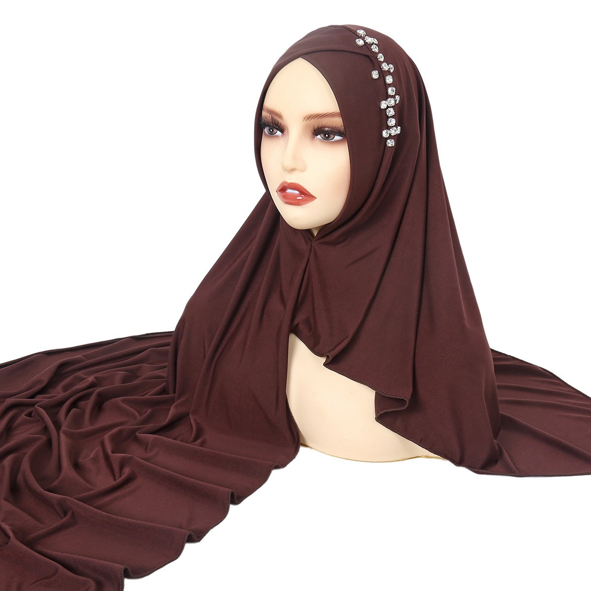 Muslim Women Hijabs Fashion Rhinestones Instant Head Wrap Long Scarf Shayla