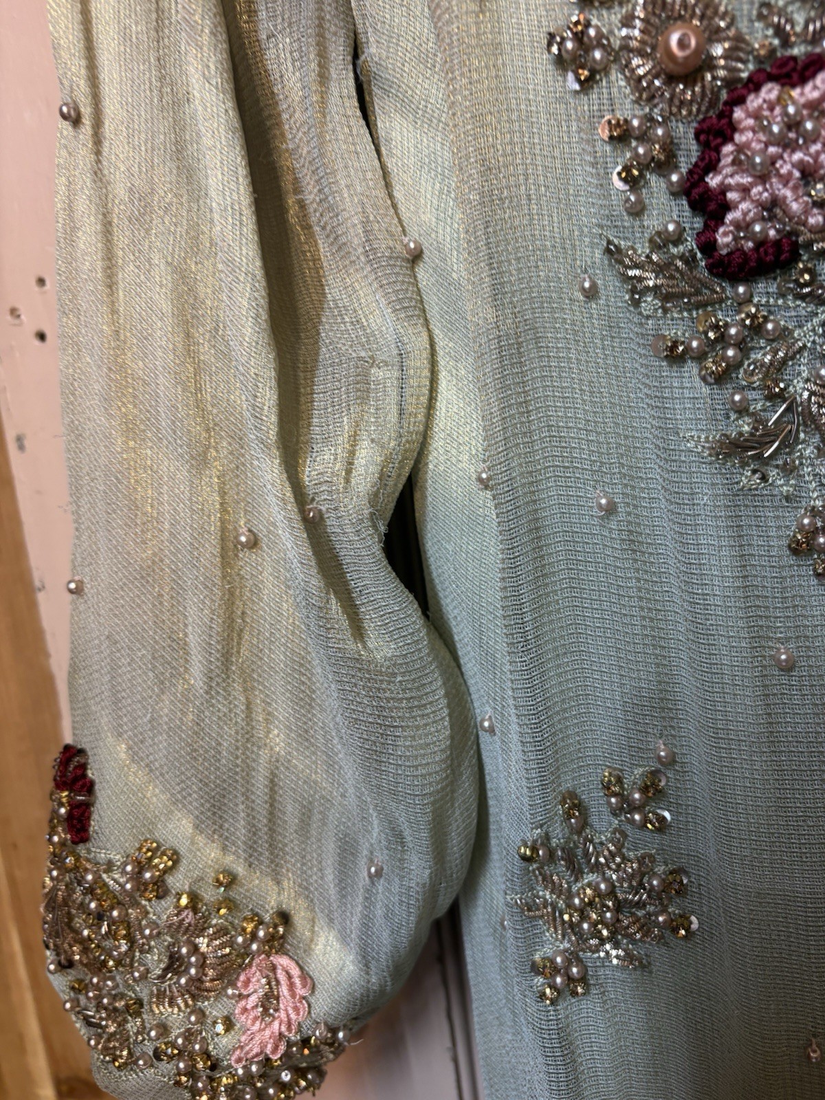 Indian/pakistani Women’s Light Green Shalwar Kameez Embroidered Embellishments