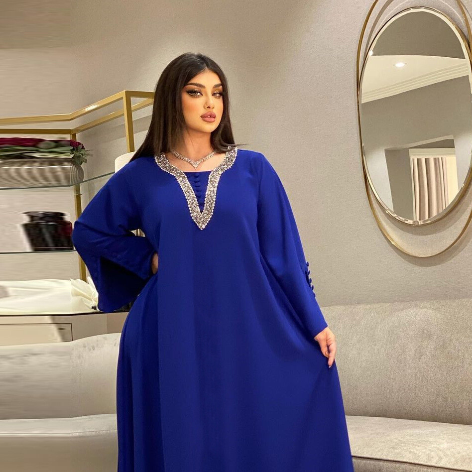 Muslim Islamic Women Long Dress Dubai Party Abaya Gown Turkey Kaftan Ethnic Robe