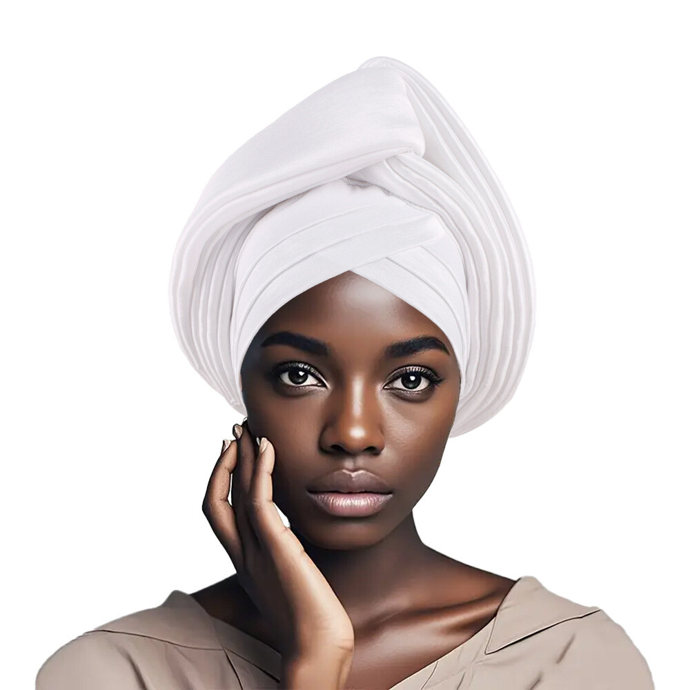 African Women Nigerian Wedding Party Hat Aso Oke Auto Gele Headtie Turban Wraps