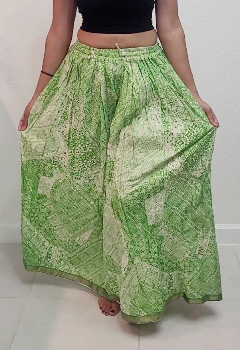 Lehenga Skirt Style, Green Paisley, Light weight! Maxi skirt