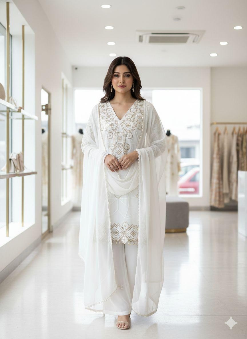 Eid women designer ethnic Top Plazzo Dupatta Wedding Party Wear sharara suit new
