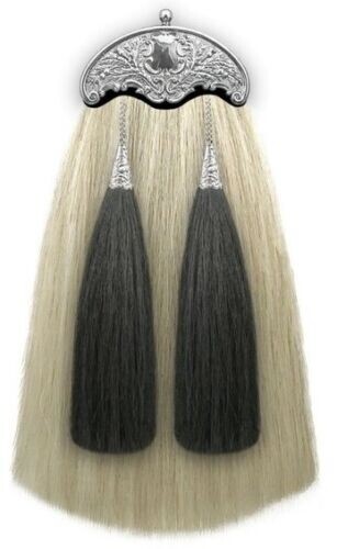 NEW HORSE HAIR MILITARY LONG SPORRAN 100% Original with THISTLE CANTLE