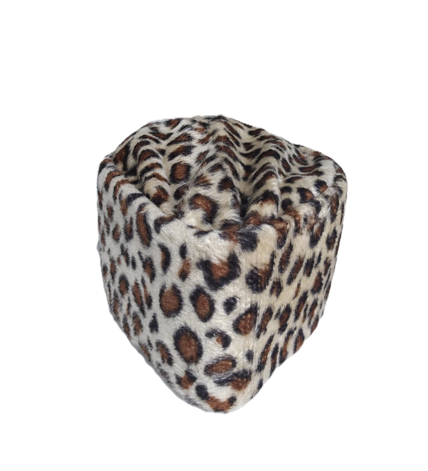 ​Leopard Animal Print Cap Luxury Faux Fur Foldable Pillbox Kufi Statement Hat