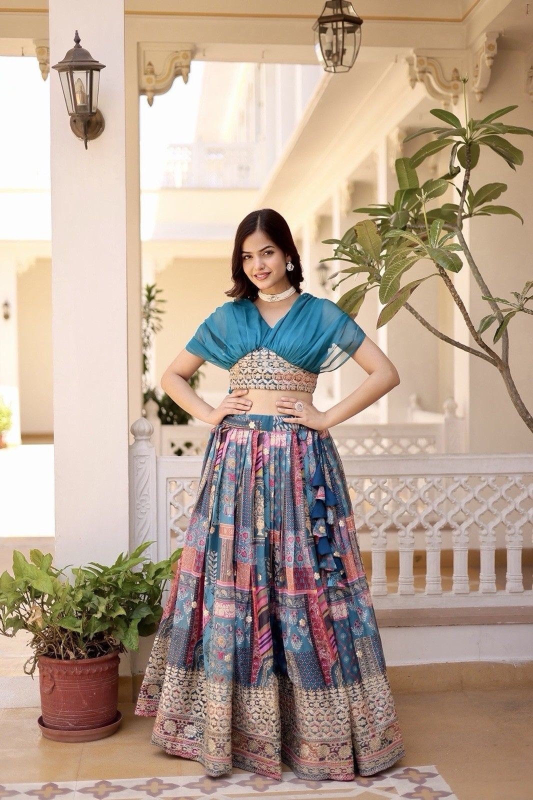 LEHENGA CHOLI INDIAN BOLLYWOOD WEDDING PARTY WEAR INDO WESTERN GOWN NWOT
