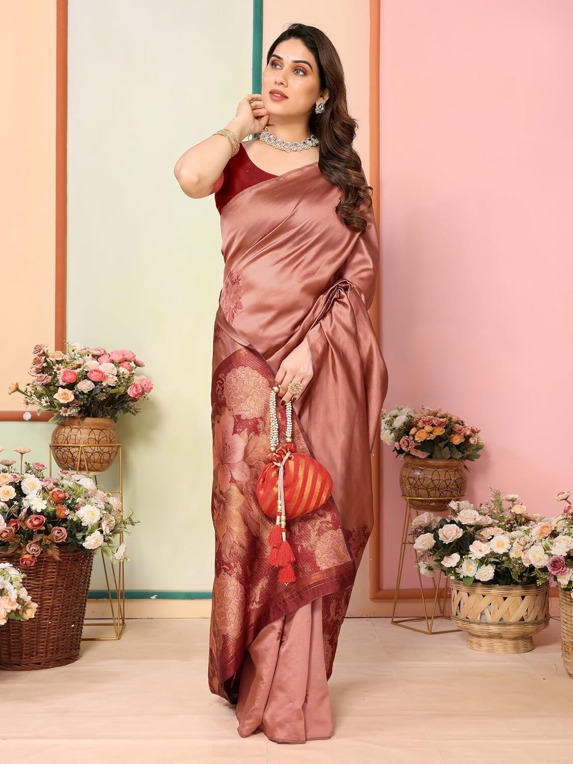 Women’s Kanjivaram Banarasi Soft Silk Saree With Unstitched Blouse Piece