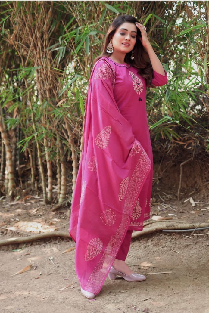 Indian Women Plus Size Rouge Pure Cotton Printed Kurta Kurti Top Dress S to XXL