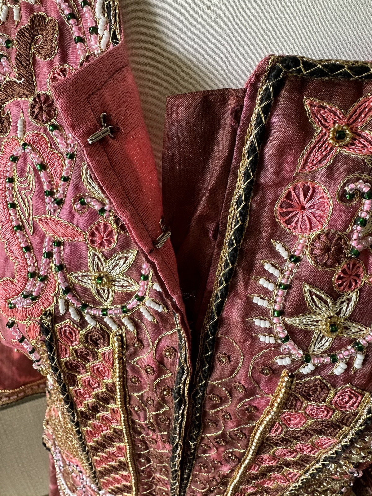 Maroon Lehenga Choli Indian Wedding Bridal Set Silk Embroidery Beading Vintage