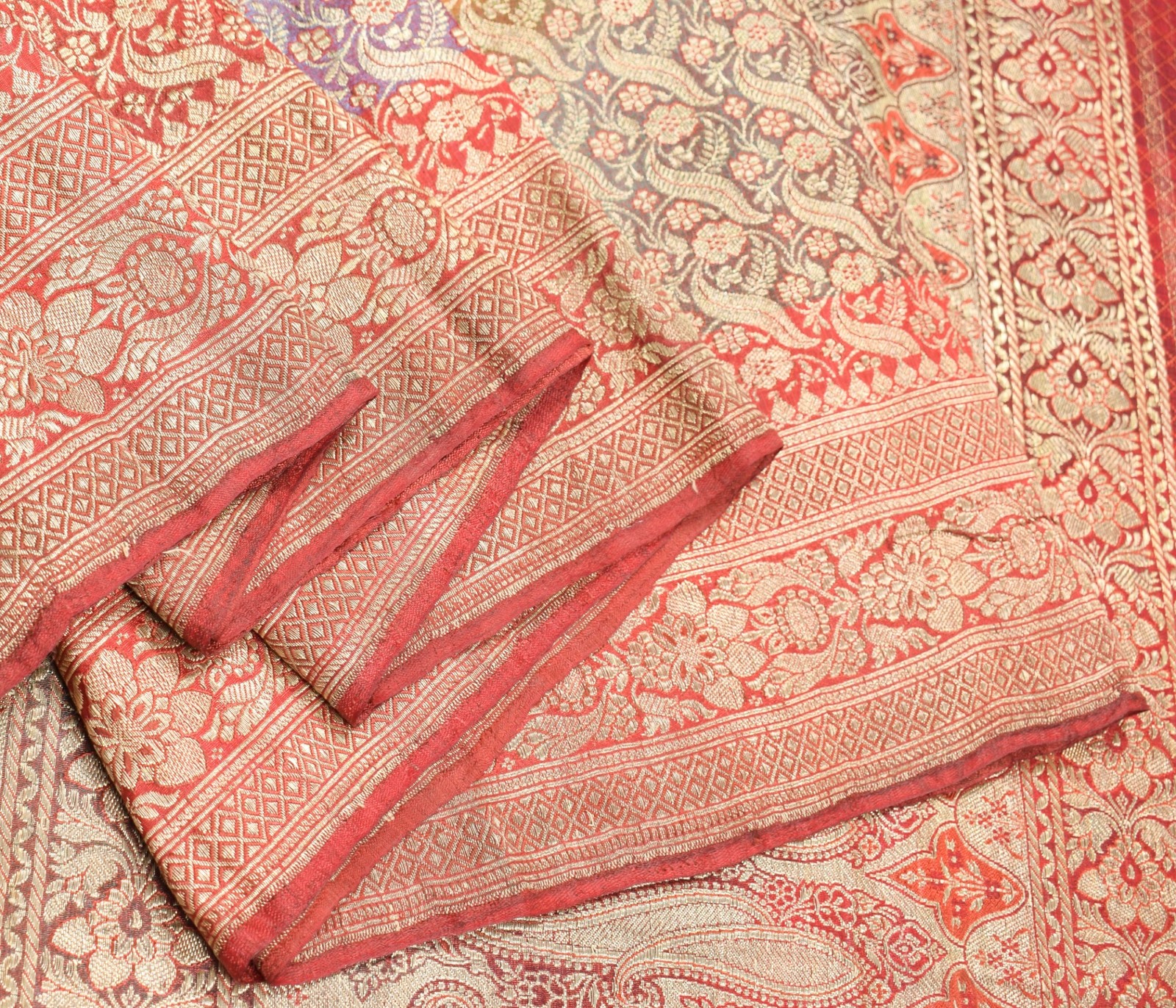 Sushila Vintage Heavy Saree Blend Satin Silk Banarasi Brocade Woven Sari Fabric