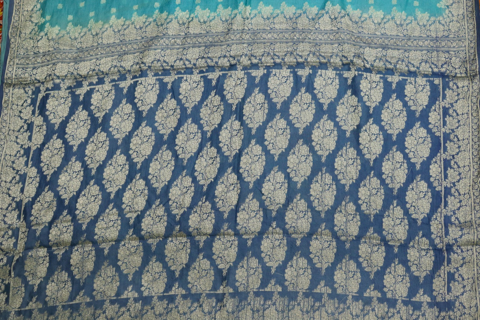 Vintage Tussar Silk Saree, Upcycled Printed Tussah Silk DIY Fabric TS1132