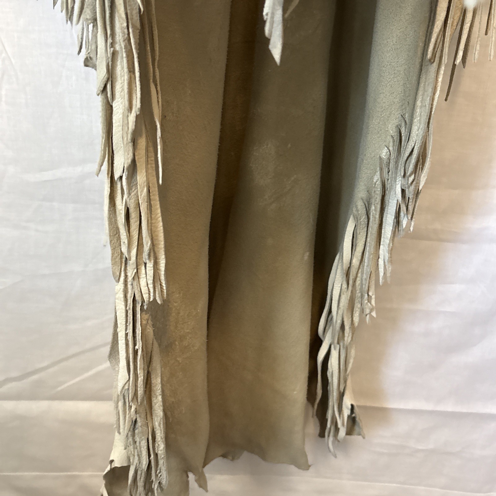 Native American Ivory DoeSkin Beaded Horse Hair Fringe Wedding Dress Medium 8-10